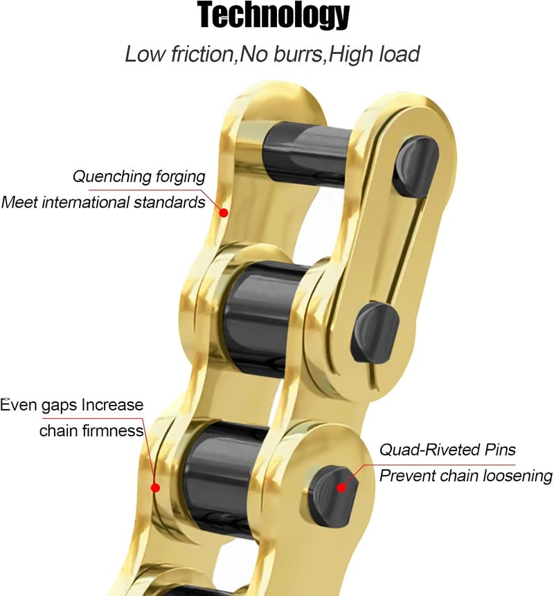 MINSTAR 520 Chain 98 Links With Connecting Master Link, X-Ring Gold - Image 4
